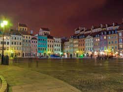 Old Town Market Place in Warsaw at night